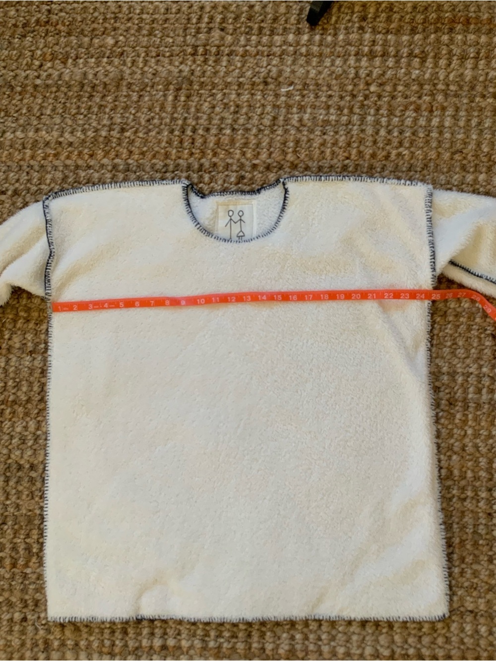 Johnny Was for Pete & Reta Soft Cream Sherpa Sweater with Black Stitching - Picture 7 of 7